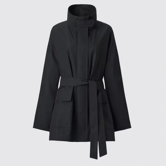 Uniqlo C Stand Collar trench cotton nylon black size XS rain minimal the row - Picture 3 of 17